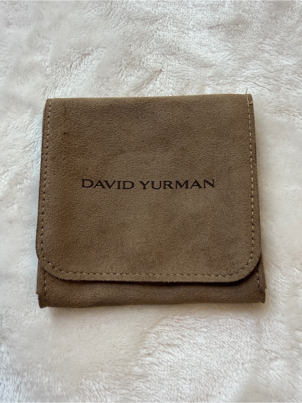 David Yurman Taupe Brown Suede Jewelry Case. Magnetic flap closure 2 sections